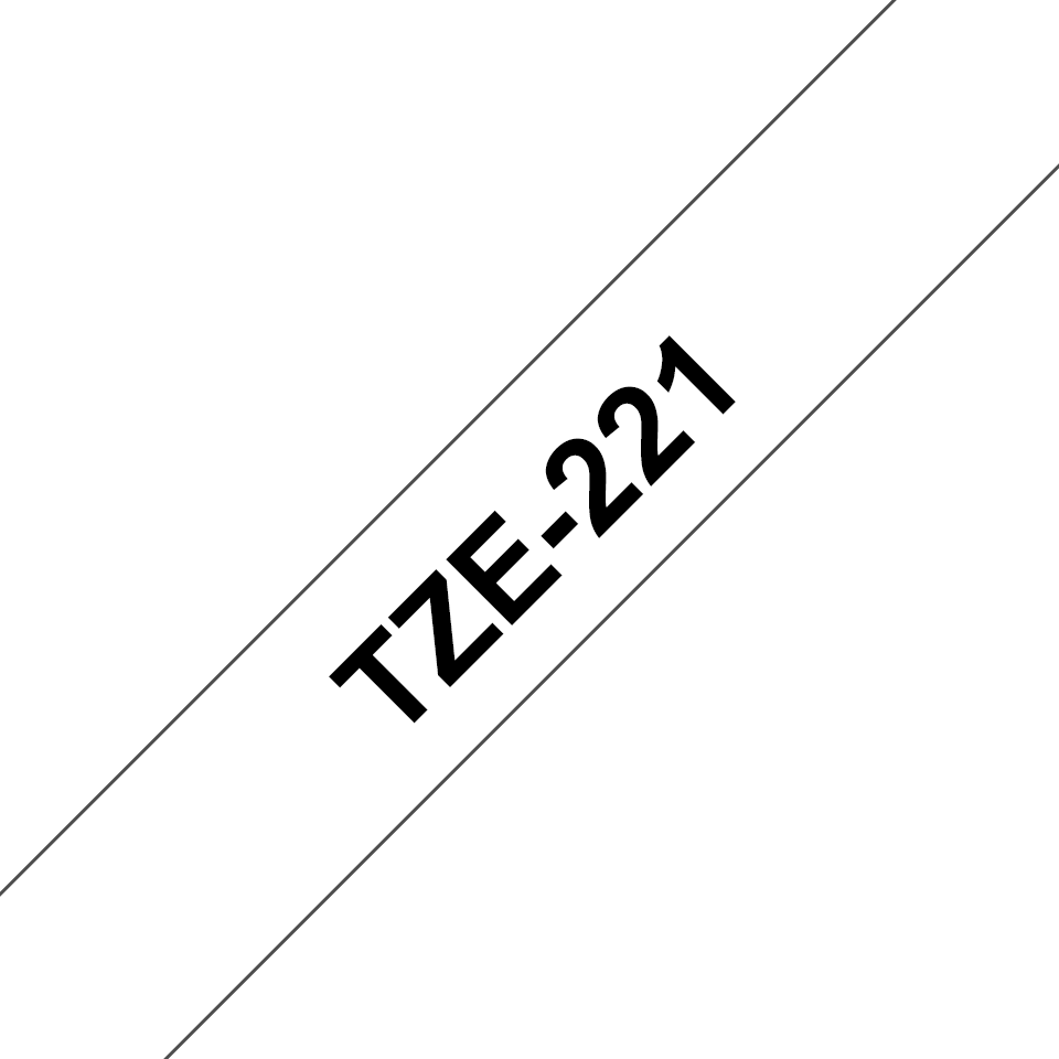 Alkuperäinen Brother TZe221 -tarranauha – musta teksti valkoisella pohjalla, 9 mm. 